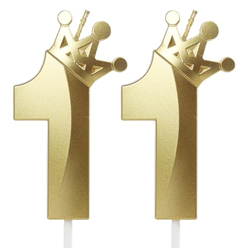 Gold 11Candles,11 Candles for Birthday Cakes,Golden Diamond 11th Birthday Candles Crown Decoration for Party Supplies