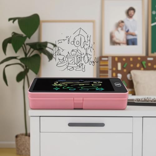 Image of Goyal's LCD Drawing Pen Case for Kids | 2-in-1 Digital Slate & Stationery Box | Eye Protection Screen, One-Key Erase, Lock Button | Educational & Creative LED Drawing Pencil Box for Boys & Girls