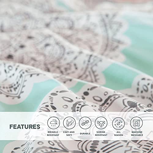 Comfort Spaces CS10-0224 Cozy Comforter Set-Modern Casual Boho Bedding Set, Matching Sham, Decorative Pillow, Full/Queen(90"X90"), Adele Medallion Aqua 3 Piece thumb #3