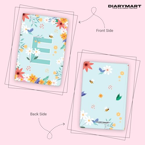 Image of Initial E Premium Soft Bound Notebook Diary for Girls and Women (B6, 90 GSM, 160 Ruled Pages) Floral Design Notebook Journal Diary