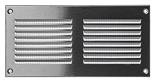 Steinberg14 Stainless Steel 200x100 mm / 8x4 inch Ventilation Grille Metal Exhaust Air Grille Ventilation with Insect Screen