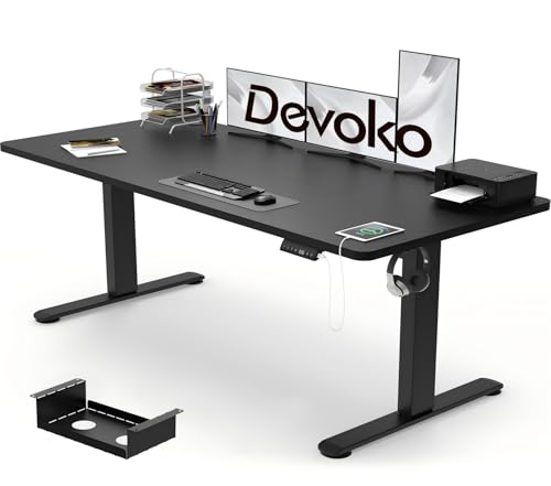 Devoko Electric Standing Desk 160 x 80cm with USB Charging Height Adjustable with Desktop Sit Stand...