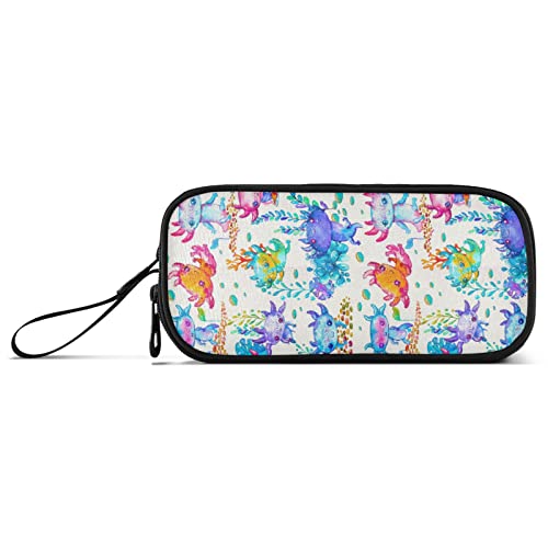 Image of Fisyme Watercolor Cute Axolotl Pencil Case Large Capacity Pen Box Makeup Pouch Holder Organizer Stationery Bag for School Office College Traval Adults