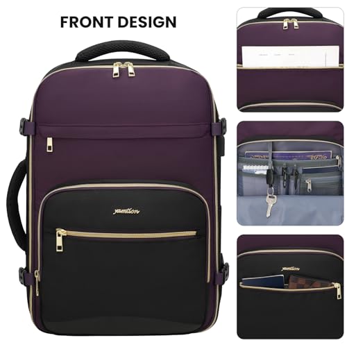 Image of YAMTION 40L Large Travel Backpack for Women,Carry On Bookbag Luggage with 4 Packing Cubes, Airline Approved Weekender Backpacks for Personal Items fits 17 Inch Laptop