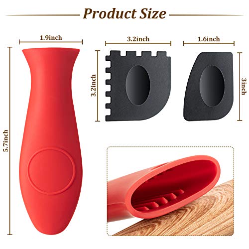 7 Pieces Cast Iron Cleaner Set Include Stainless Steel Chainmail Scrubber With Bamboo Dish Scrub Brush Hot Handle Holder 2 Pan Grill Scrapers Kitchen Towel Wall Hook #TOP1