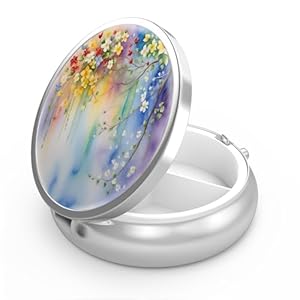 Pillendoosje 3 Compartimenten Geneeskunde Pillendoosje, Draagbare Geneeskunde Tablet Vitamine Houder Organizer voor Portemonnee Tas Reiscadeau(Abstracte bloemen aquarel schilderij)