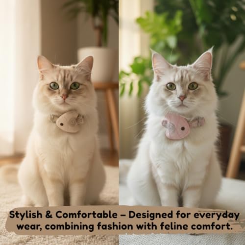Image of PAWPRO HANDMADE Cat Collars with Breakaway Buckle - Set of 4, Adjustable 8-13 Inches, 1 /2 Inch Width, Soft Double‑Layer Nylon with Cute Fish Charm, Stylish & Comfortable (Multicolor)
