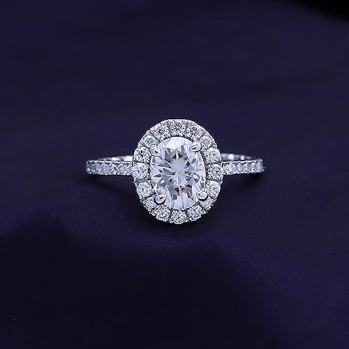 Oval & Round Lab Created Moissanite Diamond Solitaire Halo Engagement Ring In 14K Gold Over Sterling Silver Jewelry For Women (1.90 Carat), Gift For Her3
