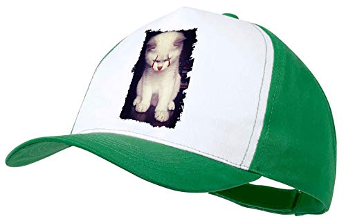 MERCHANDMANIA Gorra Verde Gato Payaso MACABRO Terror Color Cap