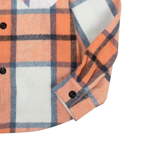 Image of Boys Girls Flannel Shirts Plaid Hoodies Fall Fashion Button Down Shirts | Long Sleeve Shirts Hooded Lightweight Jacket, Perfect for School Mornings, Leaf Piles,Camping, Bonfires, Weekend Adventures