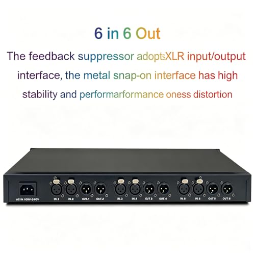 Supresor de retroalimentación con desplazamiento de frecuencia, procesador profesional de micrófono 6 entradas y 6 salidas para eliminación de lloros en escenarios, conferencias, KTV y control de efectos de audio miniatura 6