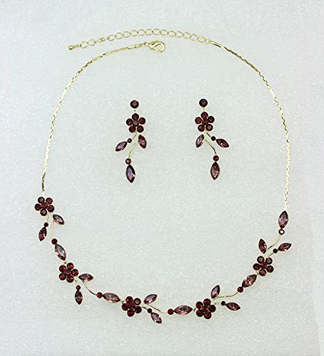 Image of Faship Gorgeous Rhinestone Crystal Floral Necklace Earrings Set