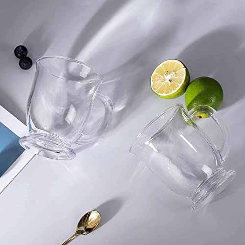 Image of 450 ML Glass Coffee Mug Set, with Convenient Handle, Tea Glasses for Hot /Cold Beverages, Thermal Shock Resistant, Tempered Glass, Mugs for Cappuccino Pack of 2 (PN - 04, 2 Count (Pack of 1))