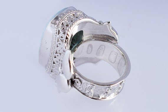 Bague larimar naturel argent 925 avec pierre bleue véritable femme