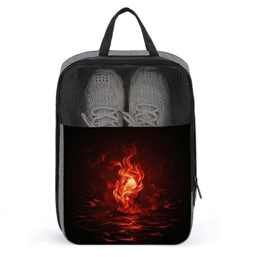 Red Flame Shoe Bags for Travel Water-Resistant Shoes Pouch with Handle Fashion Shoe Organizer with Zipper Closure Portable Sneaker Carrier for Men & Women Daily Use