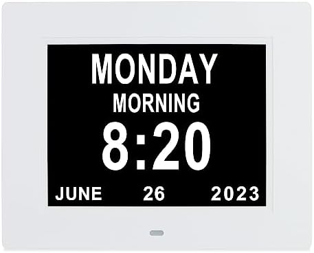 Levick Calendar Day Clocks Extra Large Clear Day Date Time Dementia Clock for Seniors Elderly Impaired Vision Memory Loss Alzheimer's with 12 Alarms 12/24h AM/PM Auto-Dim ( 8 inch White)
