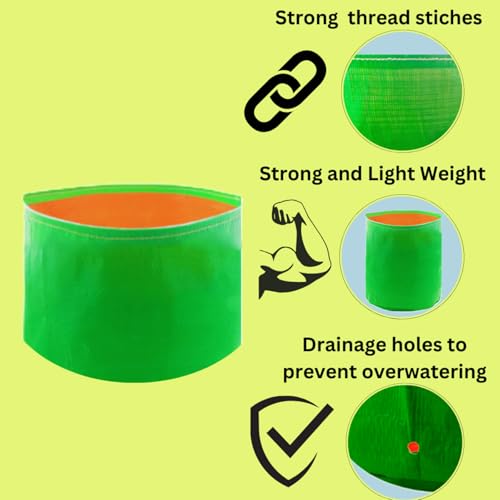 Image of by Bright Enterprises HDPE Grow Bags 15x15 Inch (Set of 9) - Heavy Duty Grow Bags for Terrace & Home Gardening | Plant Bags for Vegetables, Fruits and Plants | Grow Bag Combo Pack