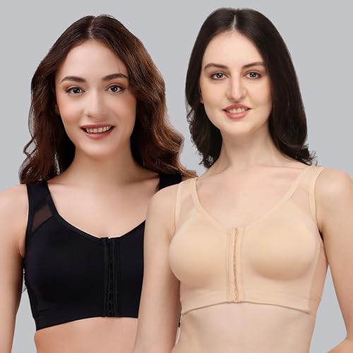 Image of SOIE Women Front Closure Full Coverage Non Padded Non Wired Posture Correction Bra