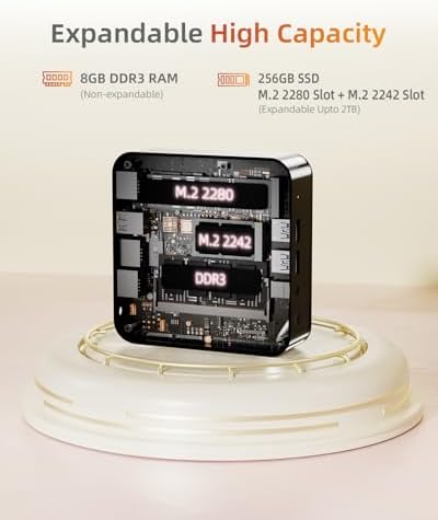 chatreey Mini PC N3150 (4C/4T, 2.08GHz Max) 8GB RAM 256GB SSD, 2X Type-c Mini Computer with 2x2K Display/WiFi 5/BT 4.2/RJ45 LAN/USB 3.0/6W TDP (1 PCs) — view 3