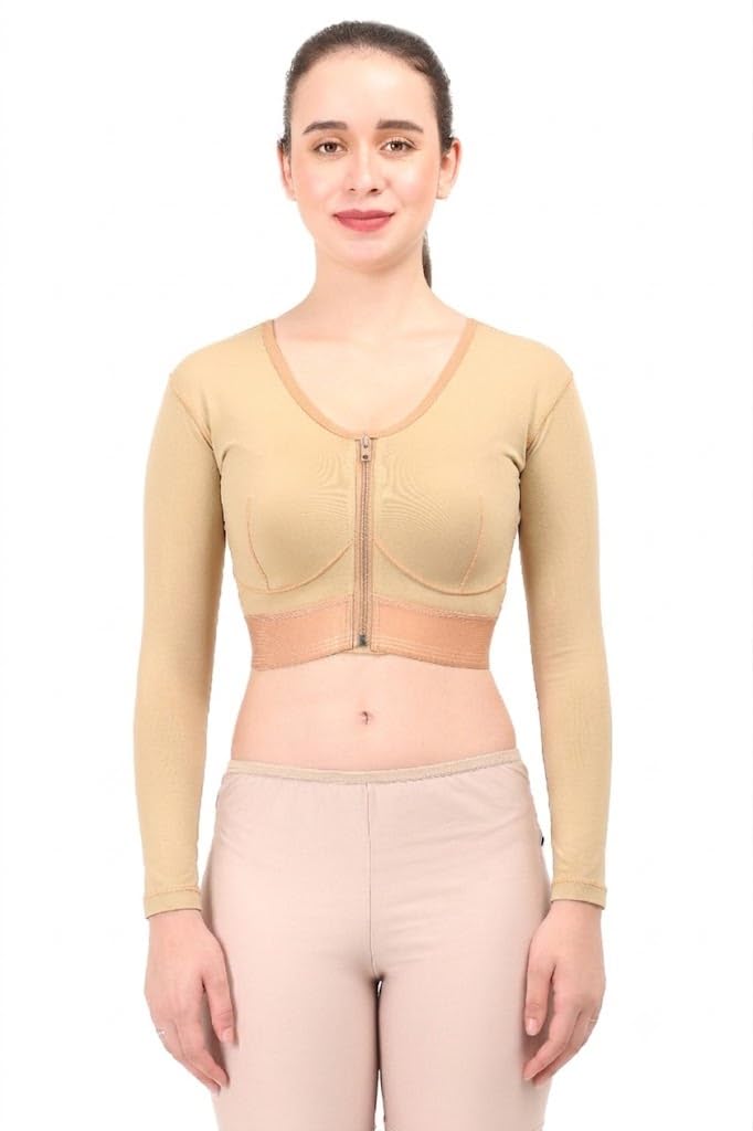 Post Surgery Medical Compression Bra with Long arm || High Compression || Cotton Fabric || Sports Bra || Surgical Recovery Supporter ||-picture-22