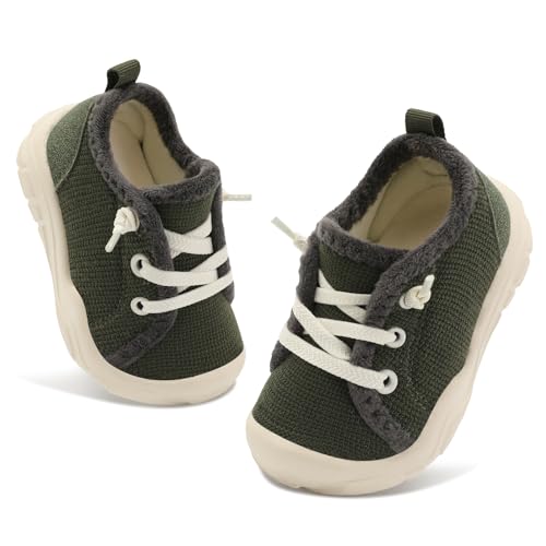 FEETCITY Toddler Boys Shoes Kids Slip on Sneakers Baby Walking Shoes Toddler Tennis Shoes DarkGreen