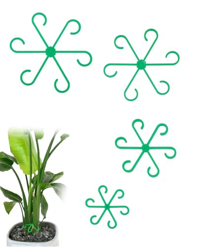 BPTRKOM 4 piezas de soportes para tallos de plantas - soportes para tallos plantas trepadoras,soportes para plantas trepadoras,anillo para plantas,flores,hortensias,rosas,tomates (verde)