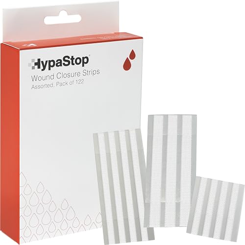 Safety First Aid Group HypaStop Assorted Hypoallergenic Wound Closure Strips, Pack of 122 - Sterile, Latex-Free