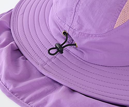 Image of Home Prefer UPF 50+ Mens Wide Brim Fishing Hat with Neck Flap Sun Hat for Men Women Sun Protection Cap