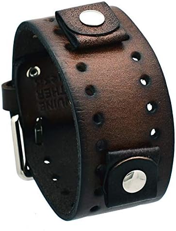 Nemesis #BN-BB Dark Brown Wide Leather Cuff Wrist Watch Band