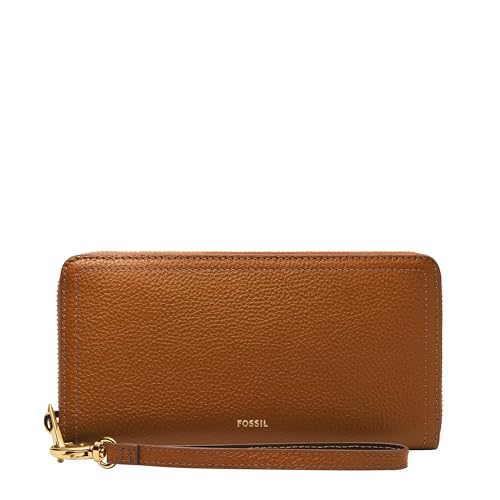 Image of Fossil Women's Logan Leather RFID-Blocking Zip Around Clutch Wallet with Wristlet Strap for Women