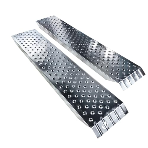 vounot® 2 x Rampe de Chargement 400kg Max Rampes Moto Tracteur remorque et Rampe d’accès Résistant et Pratique Taille 135cm x 23x 5 cm - Argent