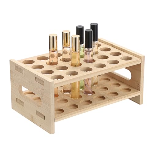 ELLDOO Bamboo Perfume & Lipstick Organizer with Handle