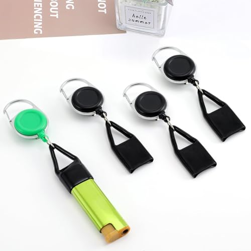Image of Tarini 2Pcs Retractable Lighter Leash Keychain 1 Black+1 Green Anti-Lost Lighter Holder with Metal Clip, 25.6 Inch Cord for Fishing Hiking Camping Everyday Carry