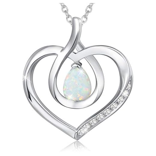 Agvana Kedja hjärta damer halsband födelsesten hänge 925 sterlingsilver hänge, alla hjärtans dag årsdag födelsedag present till flickor flickvän mor, 40 5 cm kedjelängd