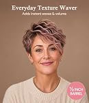 Farery Mini Laveur de cheveux, 1/2 pouce 3 Barrel curling fer pour court & Cheveux longs, chaleur réglable, ondes de sirène profonde & Volume, Crimpeur de cheveux de voyage double tension, rose Sakura