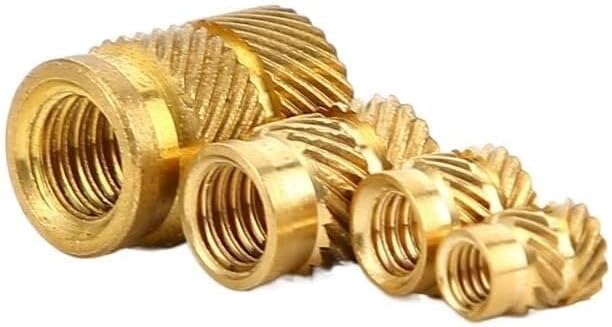 Brass Knurled Nuts,Threaded Insert, 100Pcs M4 Heat Set Insert Nuts Double Twill Hot Pressed Into Plastic Inset Nut Injection Hot-melt Brass Nut (Color : M4xOD6.0xL5.0) (Color : M4xOD6.5xL6.5)