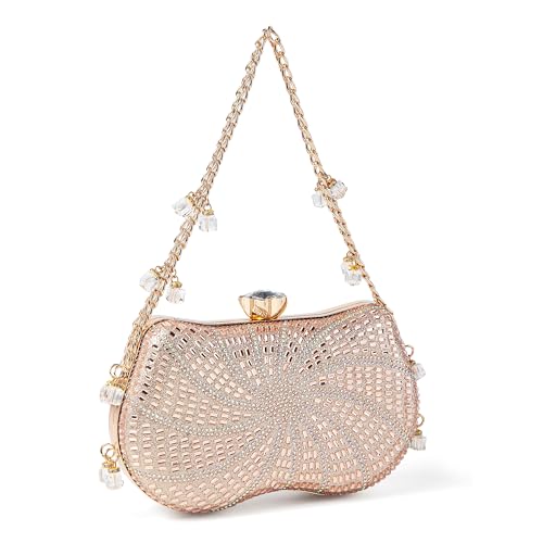 Image of Women Sparkly Rhinestone Clutch with Chains, Glitter Evening Handbag Purse Shoulder Bag for Wedding Party Prom