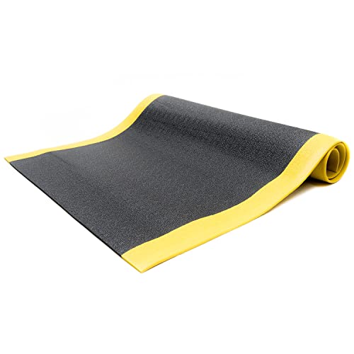 Bertech Anti-Fatigue Floor Mat, 3 ft. x 8 ft., Black with Yellow Border (AFTX38-3x8BLKYB)