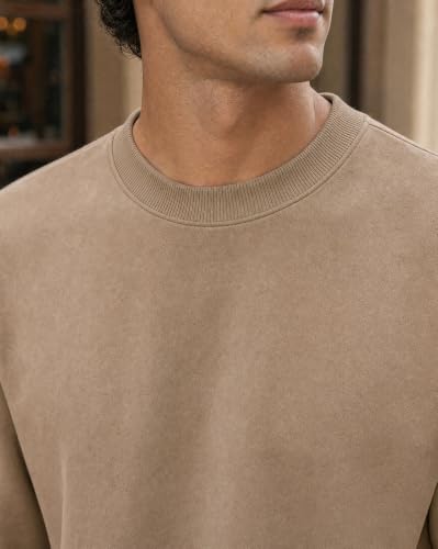 Image of Nobero Sweatshirts for Man Stylish | 280 GSM Rich Cotton Fleece Solid Regular Fit Full Sleeve Sweatshirt for Men | Stylish Casual Wear Winter Crew Neck Sweatshirt for Men
