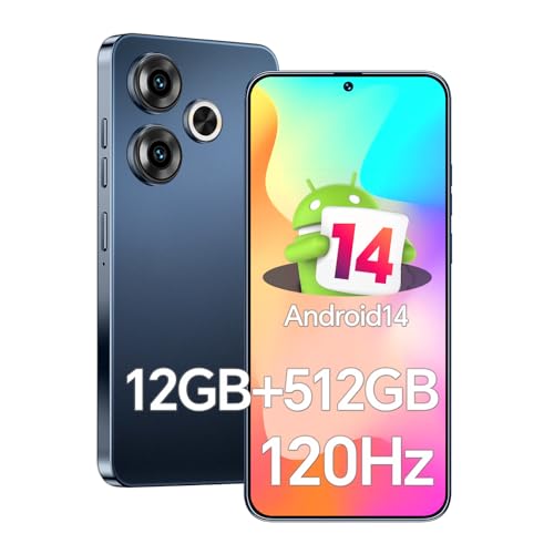 lolhtvlol Unlocked Phones E19, 12GB RAM +512GB ROM, Android 14 Mobile Phone, 5000mAh Battery, 6.7" HD+ 120Hz Smartphone, Snapdragon 888, 48MP+108MP Dual Camera, 5G/Face ID/GPS/Bluetooth/Blue