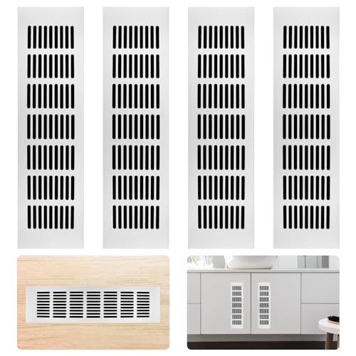 4Pcs Internal Vent Covers, Ventilation Grilles Air Vent Grille Cover Cupboard Vents for Wardrobe Shoes Cabinet Sink Kitchen Stove Cabinet Showcase Ventilation (80x300mm)