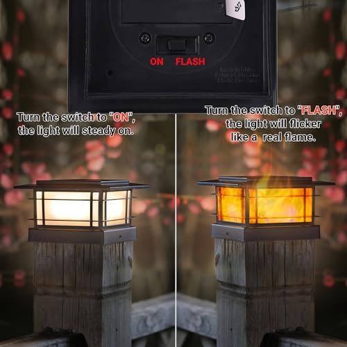 Dynaming ZTD23486S-8 Pack Solar Flame Post Lights Outdoor, Solar Powered Fence Post Cap Lights, High Brightness Flickering Flame Smd Led Lighting Decor For Garden Deck Patio thumb #4