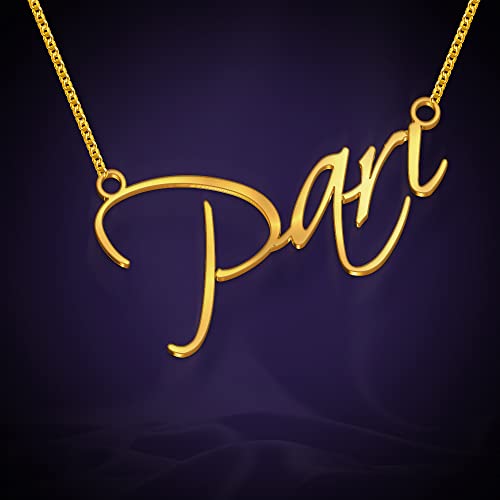 Image of Pari Cursive Gold & Silver Name Pendant Necklace, Best Jewelry Gift for Girls.