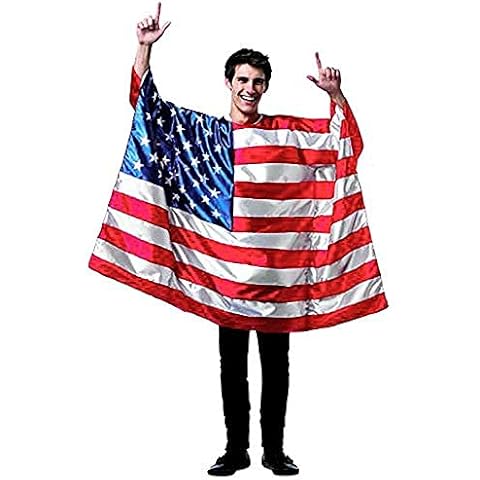 USA American Flag Cape Cloak Costume, Wearable Flag with Sleeves Classic Flag, 2 Differents Wearing Methods by DomeStar, Multicolor, Large Cover