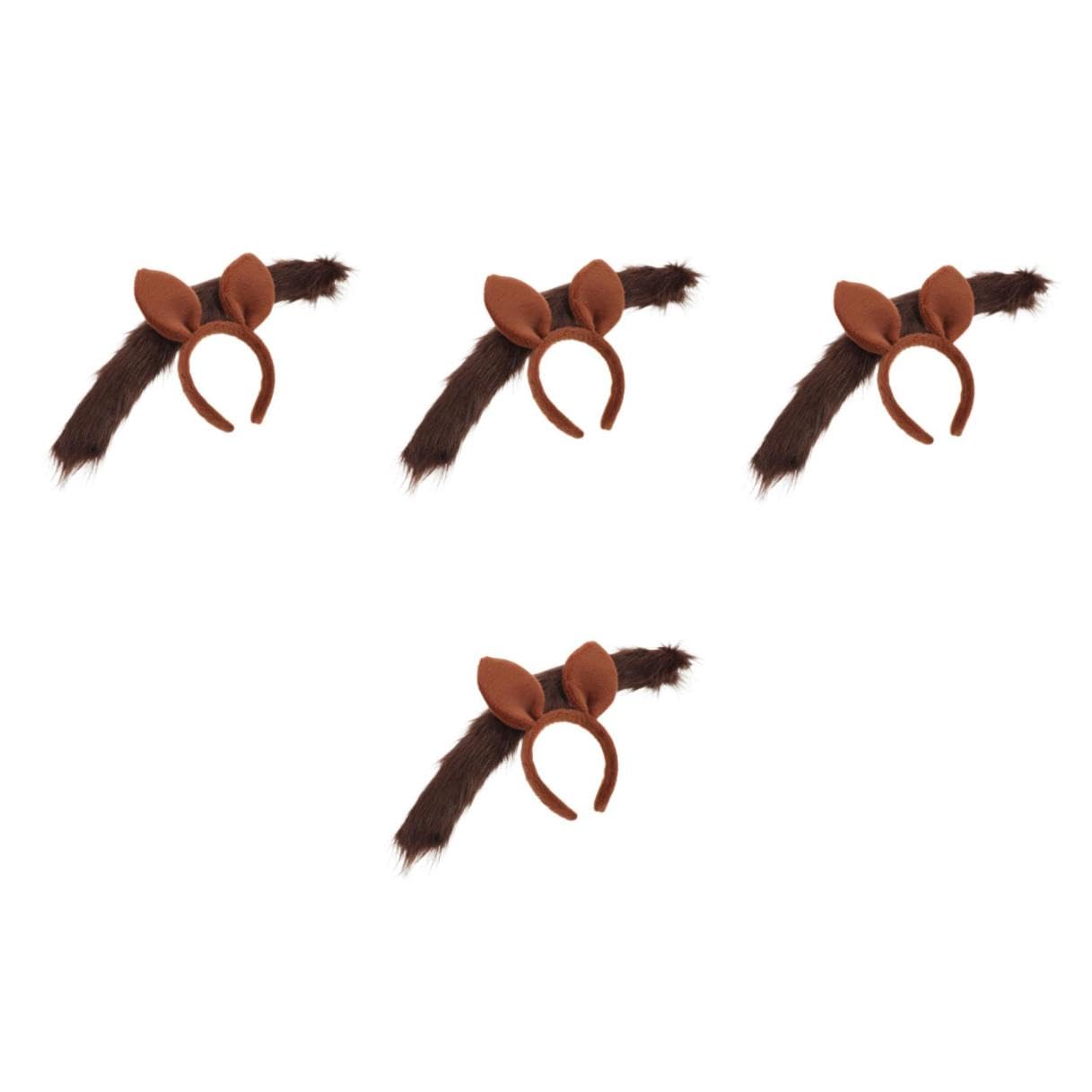 Healeved 4 Juegos Diadema de Cosplay Orejas de Caballo de Felpa Marrón para Disfraces, Accesorios Cómodos para Actuaciones y Celebraciones Infantiles y Adultas
