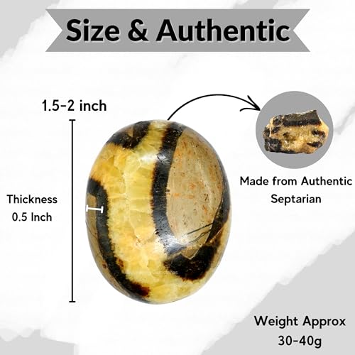 Image of Amazing Gemstone Septarian Crystals and Healing Stones - Large Palm Stone Crystals Piedra - Crystal for Good Luck, Balanced Positive Energy, Meditation - Unique Stocking Stuffers, Gifts for Women, Men