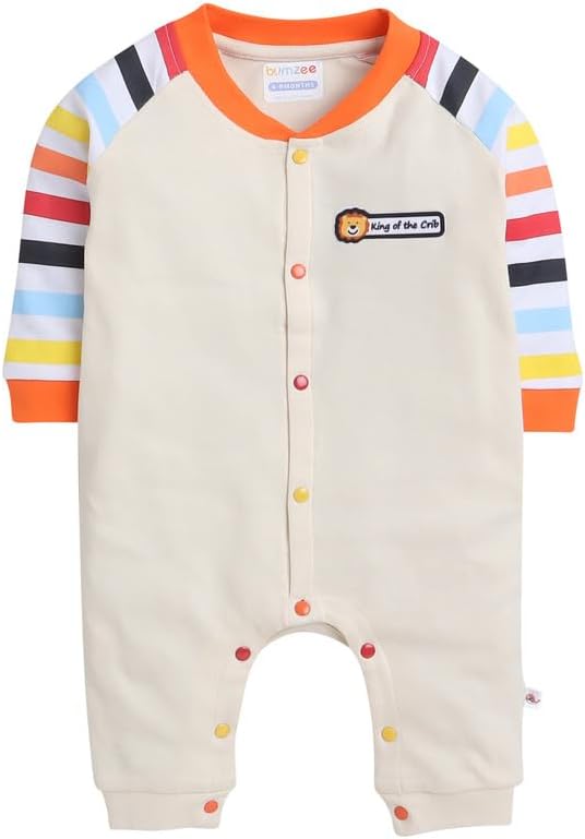 BUMZEE Beige Boys Full Sleeves Fashion Trendy Sleepsuit