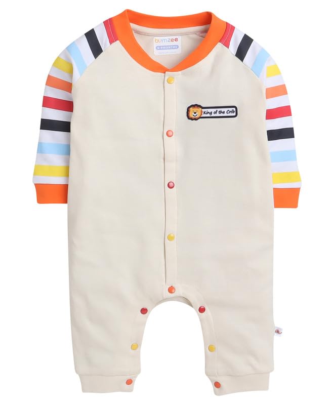 BUMZEE Beige Boys Full Sleeves Fashion Trendy Sleepsuit