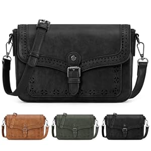 RAINSMORE Crossbody Bags for Women Retro Leather Crossbody Purses with Adjustable Strap Ladies Shoulder Bag for Work Shopping