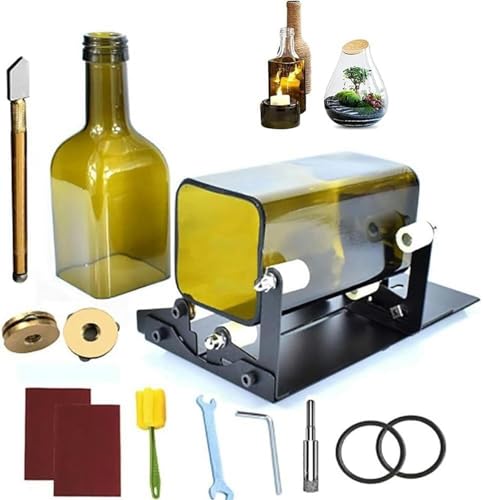 Image of LPLYAA Glass Bottle Cutter, Square & Round Bottle Cutting Machine, Wine Bottles Cutter Tool with Accessories Tool Kit, for Home Bar Decorationr Creative Lamp/Candle/Planter, 20240517